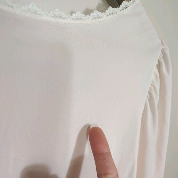 Shadowline Nightgown LARGE Peignoir Pale Pink Knee Length Lace Retro Romantic - Picture 8 of 10